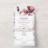 水の色ワイルドフラワー結婚ズ オールインワン招待状 (内側)