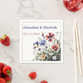 水の色ワイルドフラワー結婚ズ スタンダードカクテルナプキン (インサイチュ)