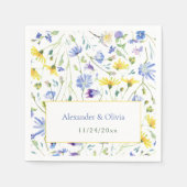 水の色ワイルドフラワー結婚ズ スタンダードカクテルナプキン (正面)