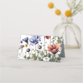 水の色ワイルドフラワー結婚ズ プレイスカード (裏面)