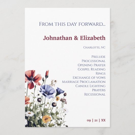 水の色ワイルドフラワー結婚ズ プログラム (正面)
