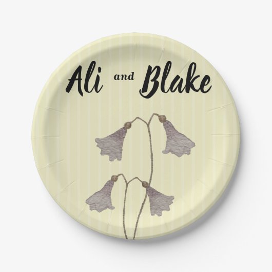 水の色ワイルドフラワー結婚ズ ペーパープレート (正面)