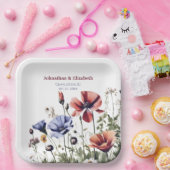 水の色ワイルドフラワー結婚ズ ペーパープレート (パーティー)