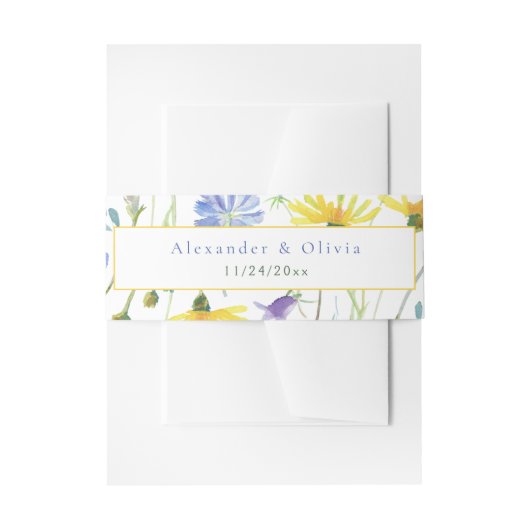 水の色ワイルドフラワー結婚ズ 招待状ベリーバンド (正面例)