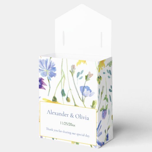 水の色ワイルドフラワー結婚ズ |白 フェイバーボックス (オープン)