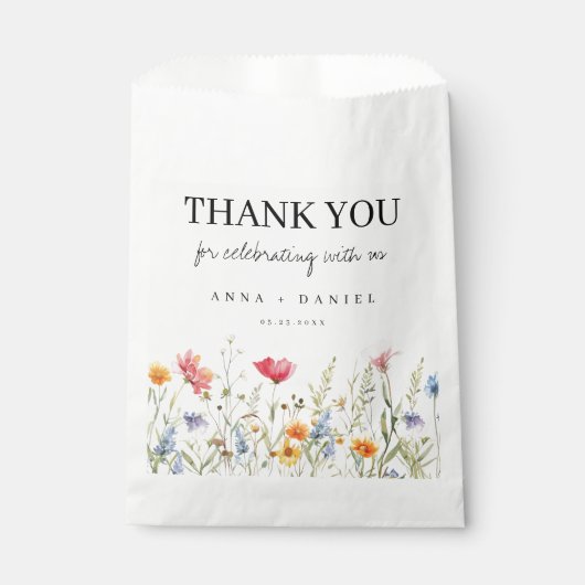 水の色ワイルドフラワー結婚式の引き出物バッグ フェイバーバッグ (正面)
