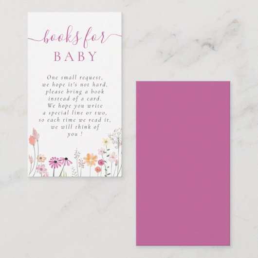 水の色ワイルドフラワー赤ちゃんシャワーブックリクエスト エンクロージャーカード (正面/裏面)