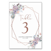 水の色ワイルドフラワー銅幾何学模様結婚の テーブルナンバー (正面)