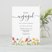 水の色ワイルドフラワー開花婚約パーティ 招待状 (スタンド正面)