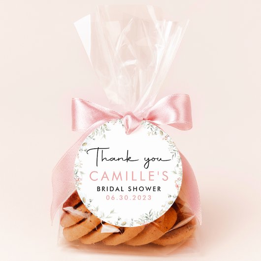 水の色ワイルドフラワー – ブライダルの好意ステッカー ラウンドシール