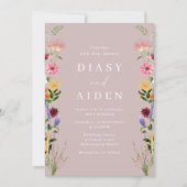 水の色ワイルドフラワー&赤面結婚ズ 招待状 (正面)