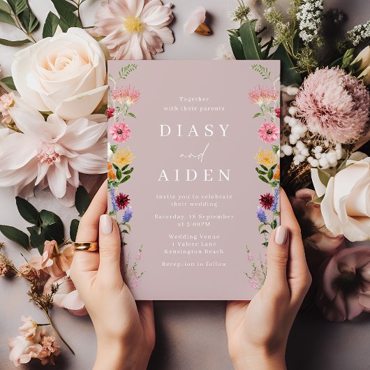 水の色ワイルドフラワー&赤面結婚ズ 招待状