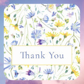 水の色ワイルドフラワ結婚ーズありがとう スクエアシール