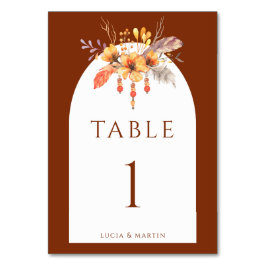 水の色ワイルドフローラテラコッタモノグラム結婚ズ テーブルナンバー