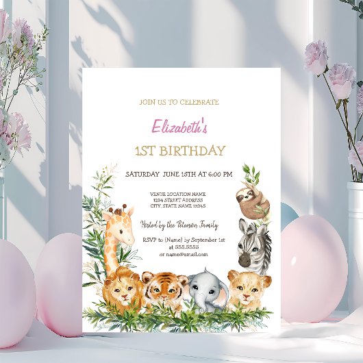 水の色ワイルドワンアニマルジャングルトロピカルワン 招待状