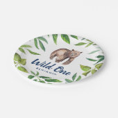 水の色ワイルドワンベアファースト誕生日 |白 ペーパープレート (アングル)