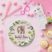 水の色ワイルドワンベアファースト誕生日 | 赤面 ペーパープレート (パーティー)