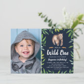 水の色ワイルドワン |誕生日パーティー |ネイビー 招待状 (スタンド正面)