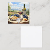 水の色ワインとブドウ園の背景 スクエア名刺 (正面/裏面)