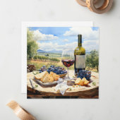 水の色ワインとブドウ園の背景 ノートカード (正面/裏面インサイチュ)