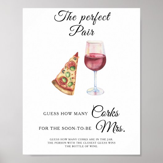 水の色ワインブライダルシャワーどのように多くのコルク ポスター (正面)