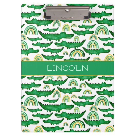水の色ワニのアリゲーターレインボーパーソナライズ クリップボード (正面)