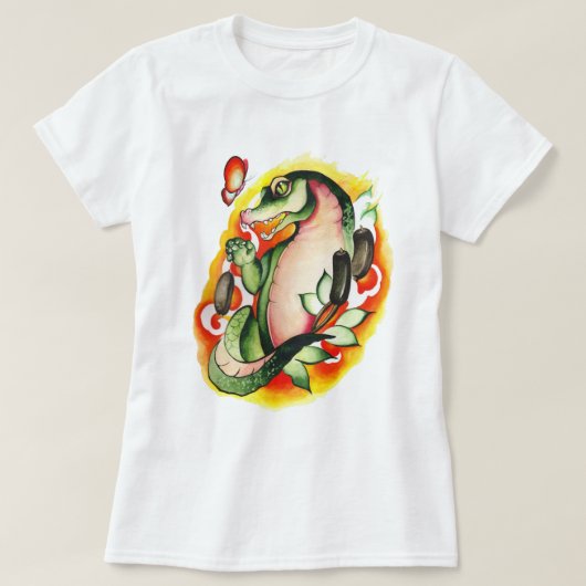 水の色ワニ Tシャツ (デザイン正面)