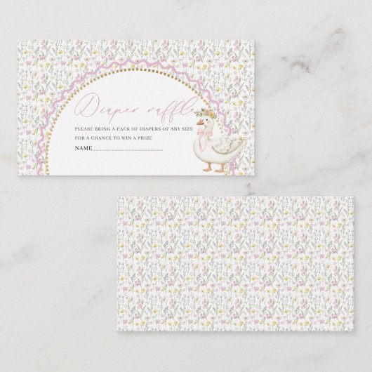 水の色ワンガチョウ間抜けの赤ちゃんシャワーおむつ羅場 エンクロージャーカード (正面/裏面)