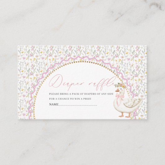 水の色ワンガチョウ間抜けの赤ちゃんシャワーおむつ羅場 エンクロージャーカード (正面)