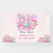 水の色ワンダーザシーの最初の誕生日 横断幕 (横)