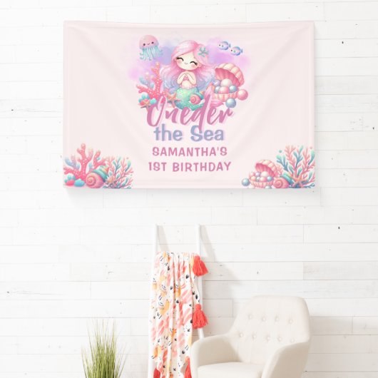 水の色ワンダーザシーの最初の誕生日 横断幕 (インサイチュ)