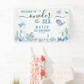 水の色ワンダーザ海の最初の誕生日へようこそ 横断幕 (インサイチュ)