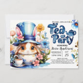 水の色ワンダーランドボーイ赤ちゃんシャワー茶パーティー 招待状 (正面)