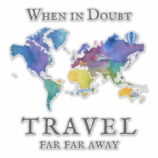 水の色ワールドマップトラベル引用文 シール (正面)