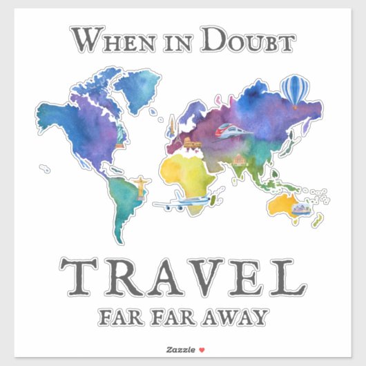 水の色ワールドマップトラベル引用文 シール (シート)