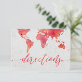 水の色ワールドマップ宛先ウェディング方向 招待状 (スタンド正面)