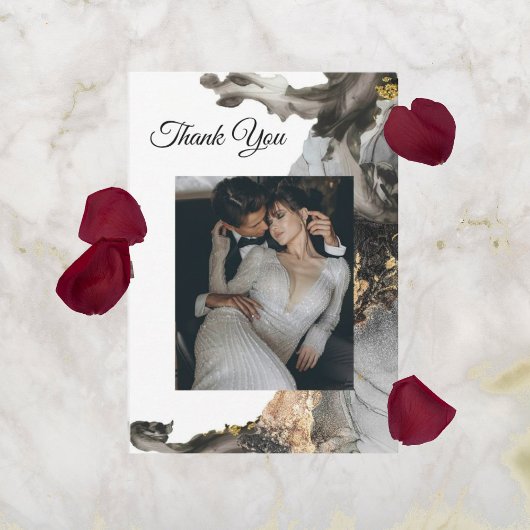 水の色ヴァネサブラックとホワイトサンキューカード サンキューカード