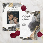 水の色ヴァネッサ黒と白の日付を保存 招待状