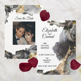 水の色ヴァネッサ黒と白の日付を保存 招待状