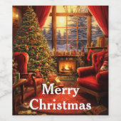 水の色ヴィンテージクリスマスインテリアシーン ワインラベル (シングルラベル)