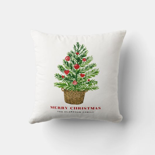 水の色ヴィンテージクリスマスツリーカスタムクリスマス クッション (裏面)