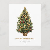 水の色ヴィンテージクリスマスツリーメリークリスマス シーズンポストカード (正面)