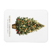 水の色ヴィンテージクリスマスツリーメリークリスマス マグネット (横)