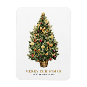 水の色ヴィンテージクリスマスツリーメリークリスマス マグネット