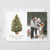 水の色ヴィンテージクリスマスツリー写真クリスマス シーズンカード (正面)