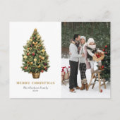 水の色ヴィンテージクリスマスツリー写真クリスマス シーズンポストカード (正面)