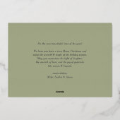 水の色ヴィンテージクリスマスツリー写真クリスマス 箔シーズンカード (裏面)