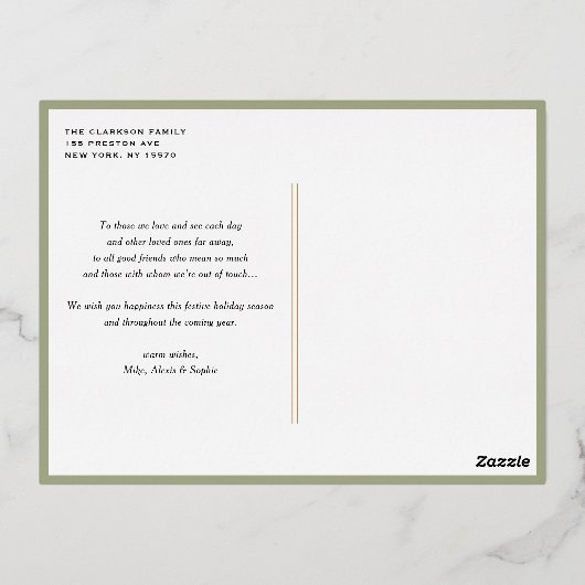 水の色ヴィンテージクリスマスツリー写真クリスマス 箔シーズンポストカード (裏面)