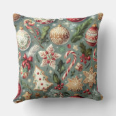 水の色ヴィンテージクリスマスモチーフの休日 クッション (裏面)