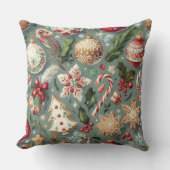 水の色ヴィンテージクリスマスモチーフの休日 クッション (正面)